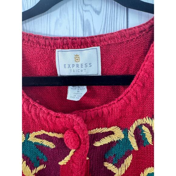 Vintage Y2K- 90s Express Tricot Bows Holiday Sweater Vest Size Medium r1 - Picture 3 of 7